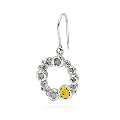 Gold & Silver bracelet, scale dragon chain round 6mm, spring lock with 18K gold hammer motif and white topaz pave stones