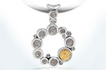 Gold & Silver bracelet, scale dragon chain round 6mm, spring lock with 18K gold hammer motif and white topaz pave stones