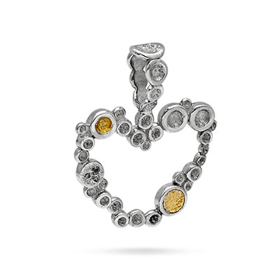 Gold & Silver bracelet, scale dragon chain round 6mm, spring lock with 18K gold hammer motif and white topaz pave stones